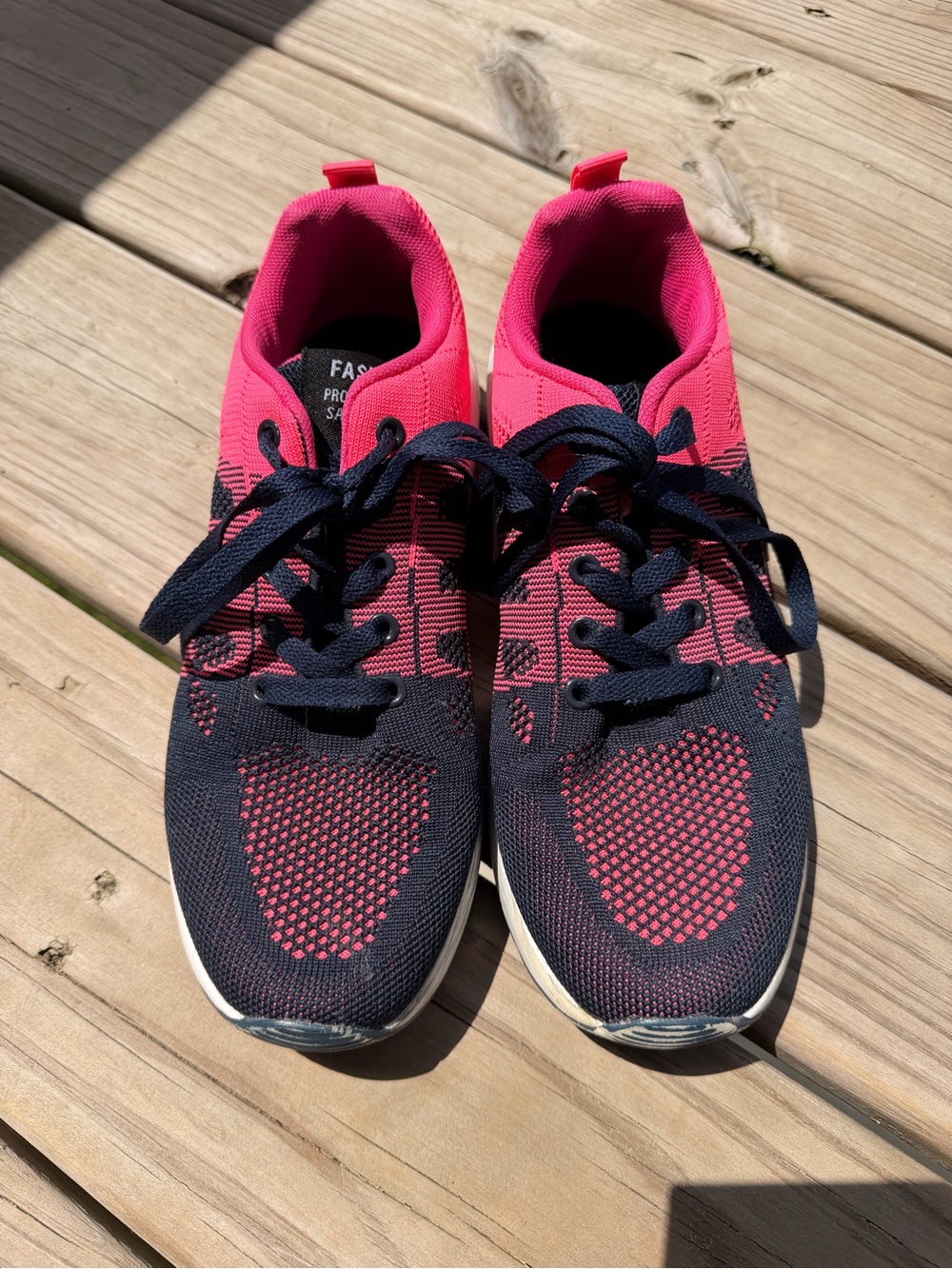 SHEIN Navy and Pink Knit Lace-Up Sneakers